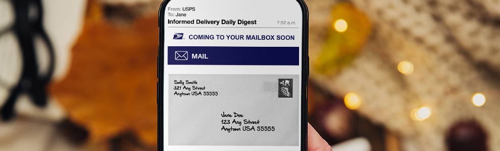 Smartphone open to the informed delivery application.