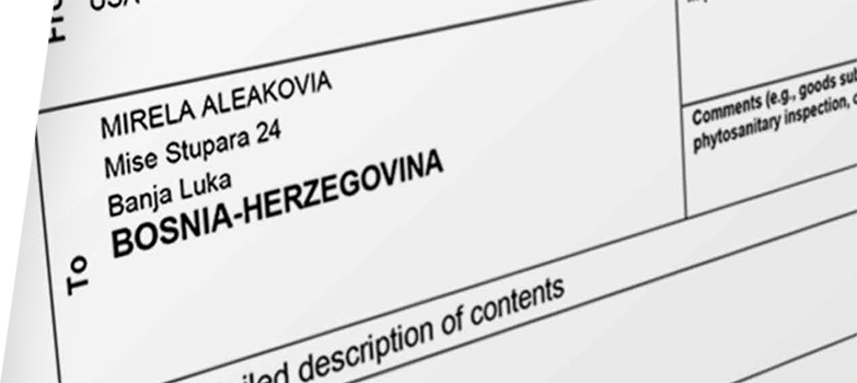 Sample customs form.